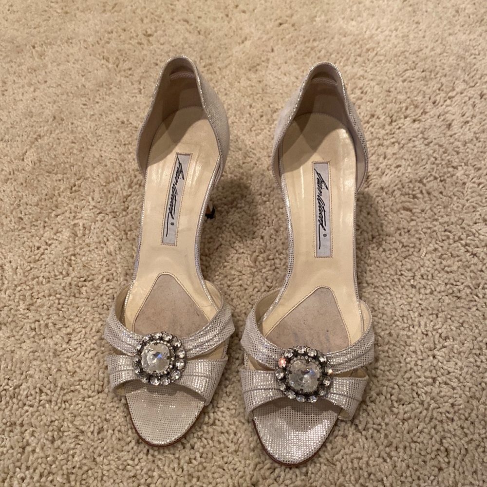 Brian Atwood Silver Jewel Heels